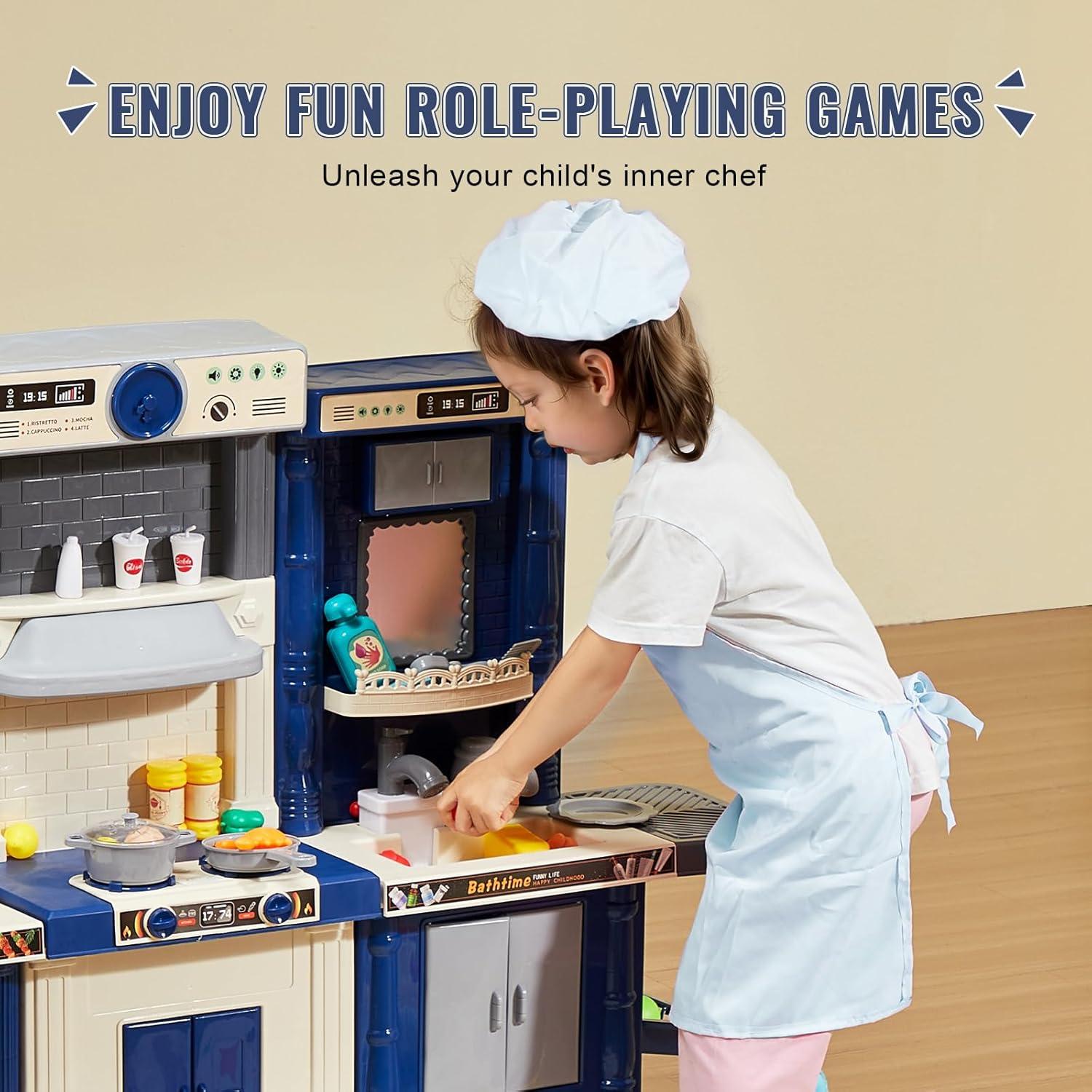 Kids Kitchen Playset Play Kitchen for Kids Corner Wooden Play Kitchen 2-4 Years - Kitchens