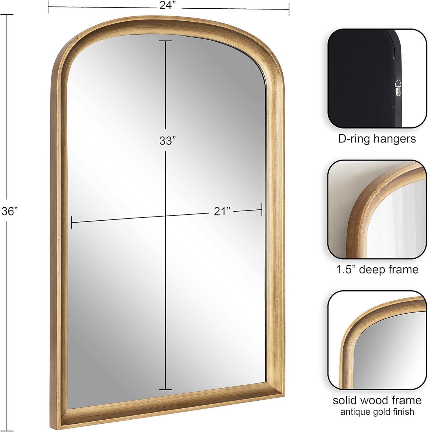 24"x36" Hatherleigh Basket Arch Wall Mirror Gold - Kate & Laurel All Things Decor: Durable Wooden Frame, No Assembly Required