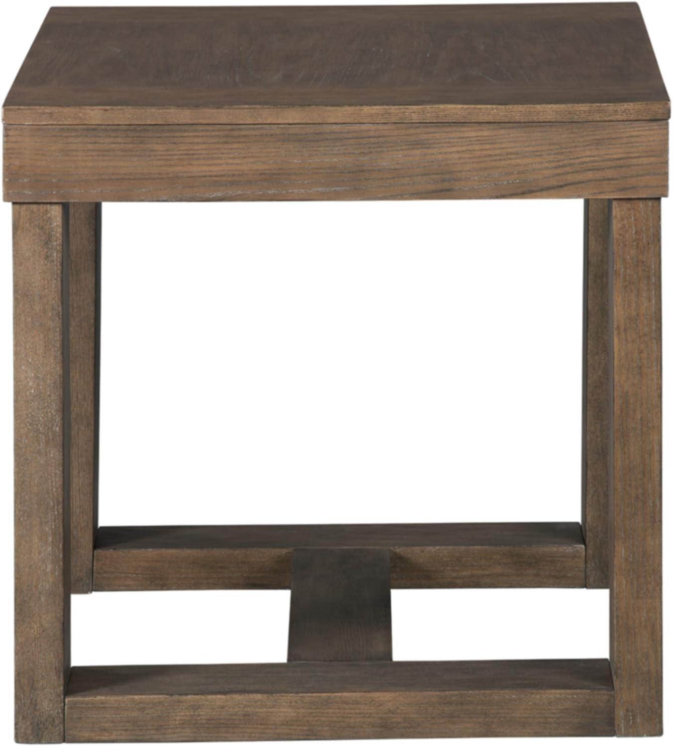 Contemporary Plank-Effect Square End Table in Textured Grayish Brown