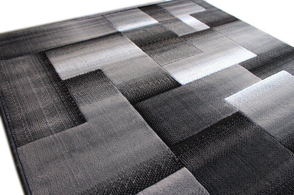 Masada Rugs Trendz Collection 5'x7' Modern Contemporary Area Rug in Black, White and Gray-Design Trz861