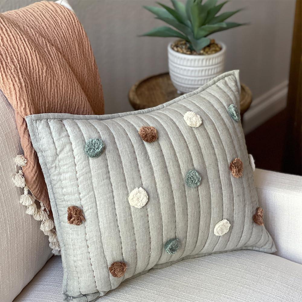 Crane Baby Rectangular Polka Dot 100% Cotton Accent Pillow Cover & Insert for Baby Nursery By