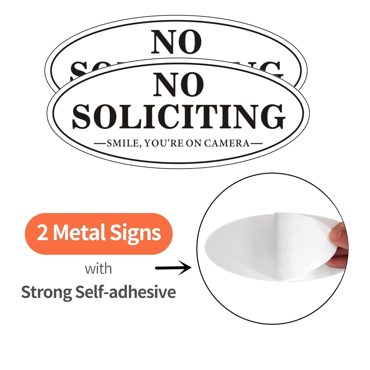 No Soliciting Sign For Front Door, (2 Pack) Self-Adhesive 7 x 3 Inches Seriously Don't Make it Weird Aluminum Metal Signs