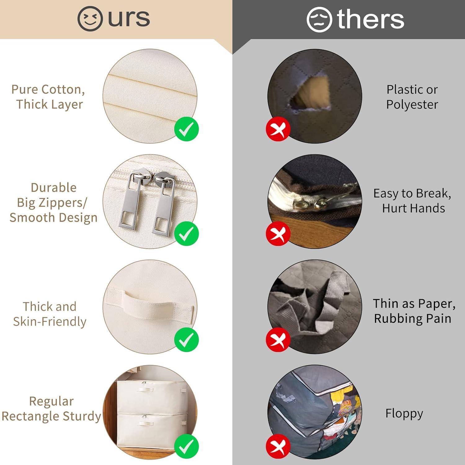 Canvas Comforters Bags Closet Organizers and Storage for Quilts Clothes Organization Containers Bins with Sturdy Zipper, Clear Window 75L for Sweaters Blankets Storage Bedroom Collapsible