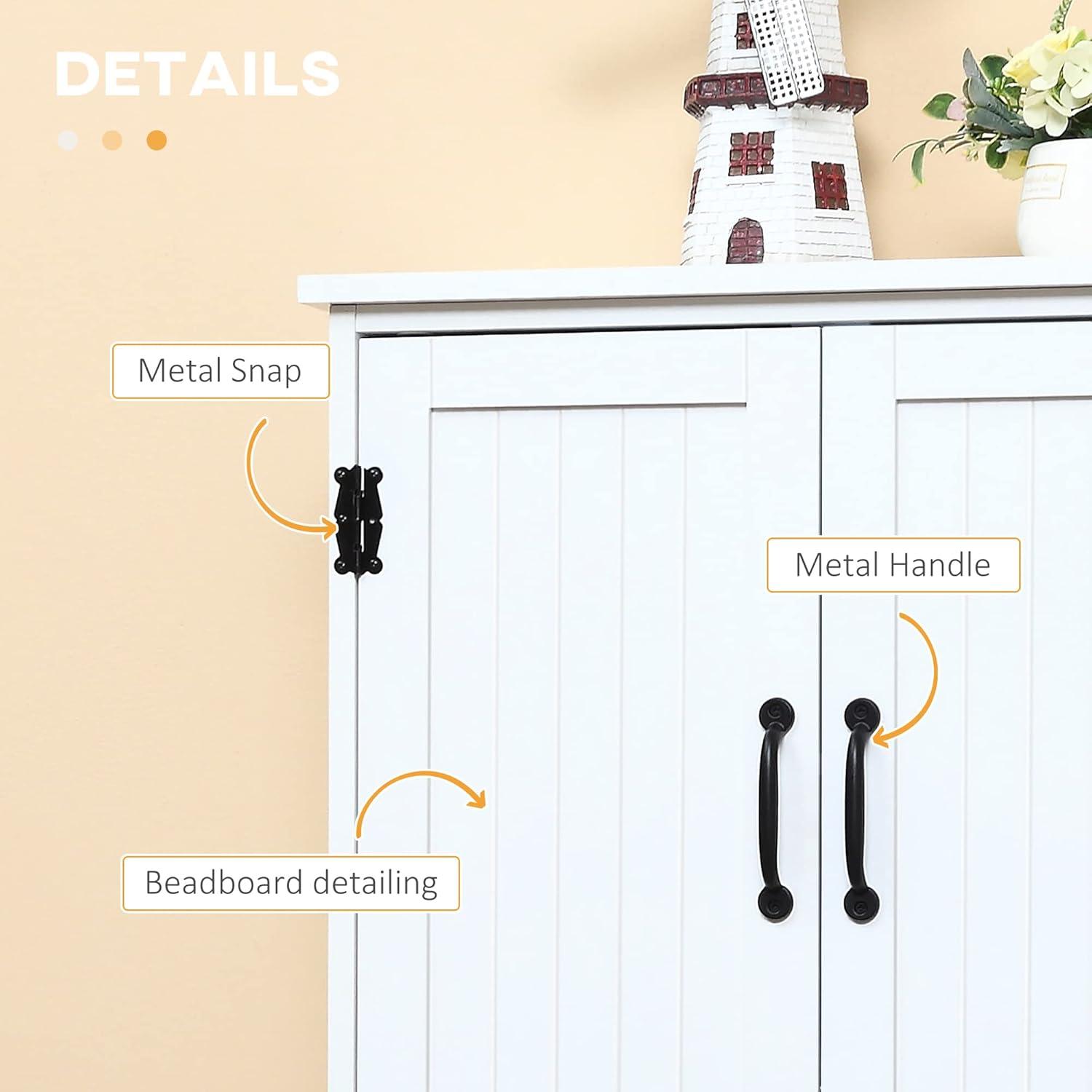 HOMCOM 48.5" Farmhouse Kitchen Pantry, Floor Storage Cabinet, Cupboard Organizer with Adjustable Shelves and 4-Doors for Dining Room, White