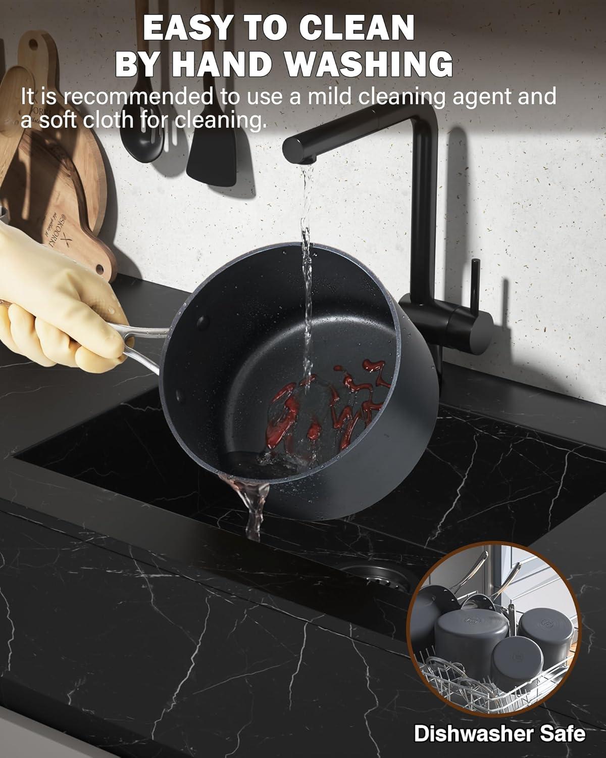 Cooks Standard 1-Quart Hard Anodized Nonstick Saucepan with Lid, Black