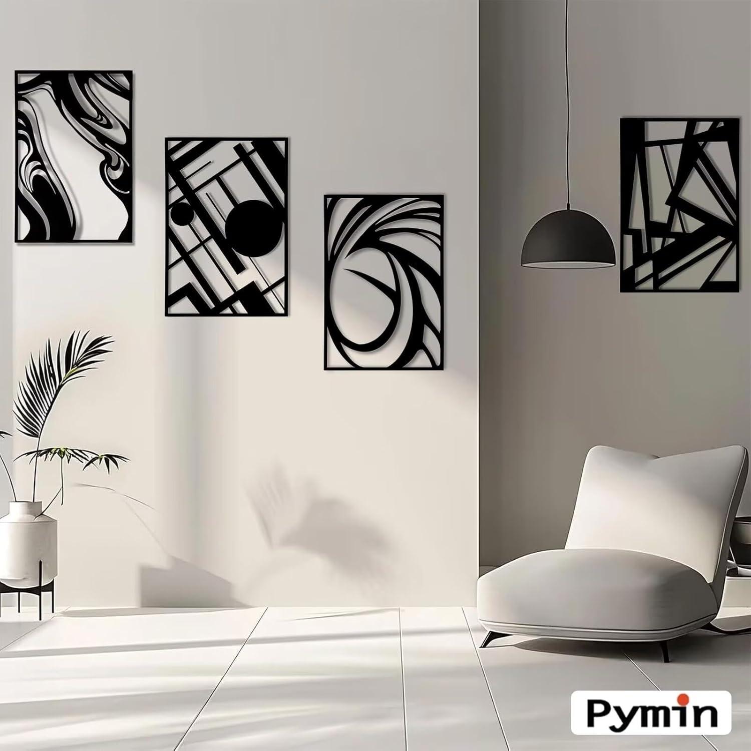 Black Metal Minimalist 3D Abstract Wall Art Set