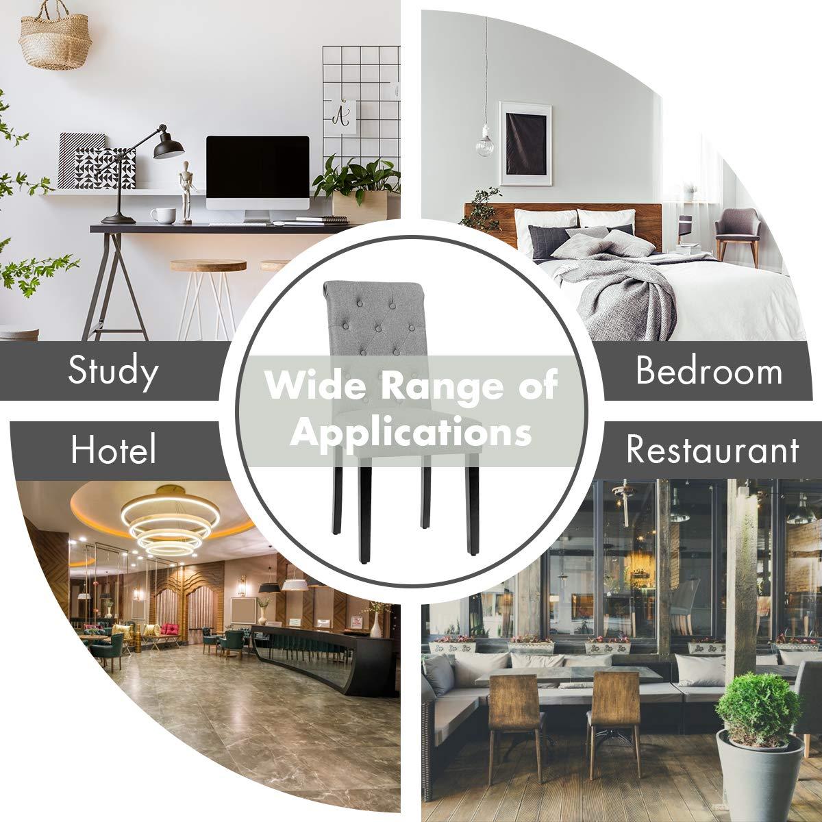 Westice Dining Room Chairs Set of 4 Upholstered Fabric Kitchen Chairs Dining Room Side Chair with Nailhead Trim and Rubber Wood Legs for Small Space Apartment, Light Gray