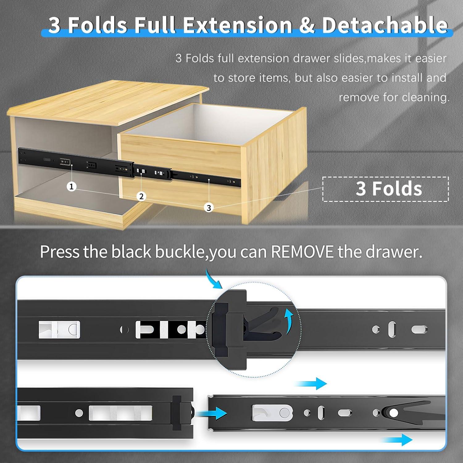 1 Pair Soft Close Stainless Steel Full Extension Drawer Hardware Slides 100 lb Load Capacity Side Mount Ball Bearing Self Close Kitchen Cabinet Rails Dresser Runners(Sliver,14 inch)