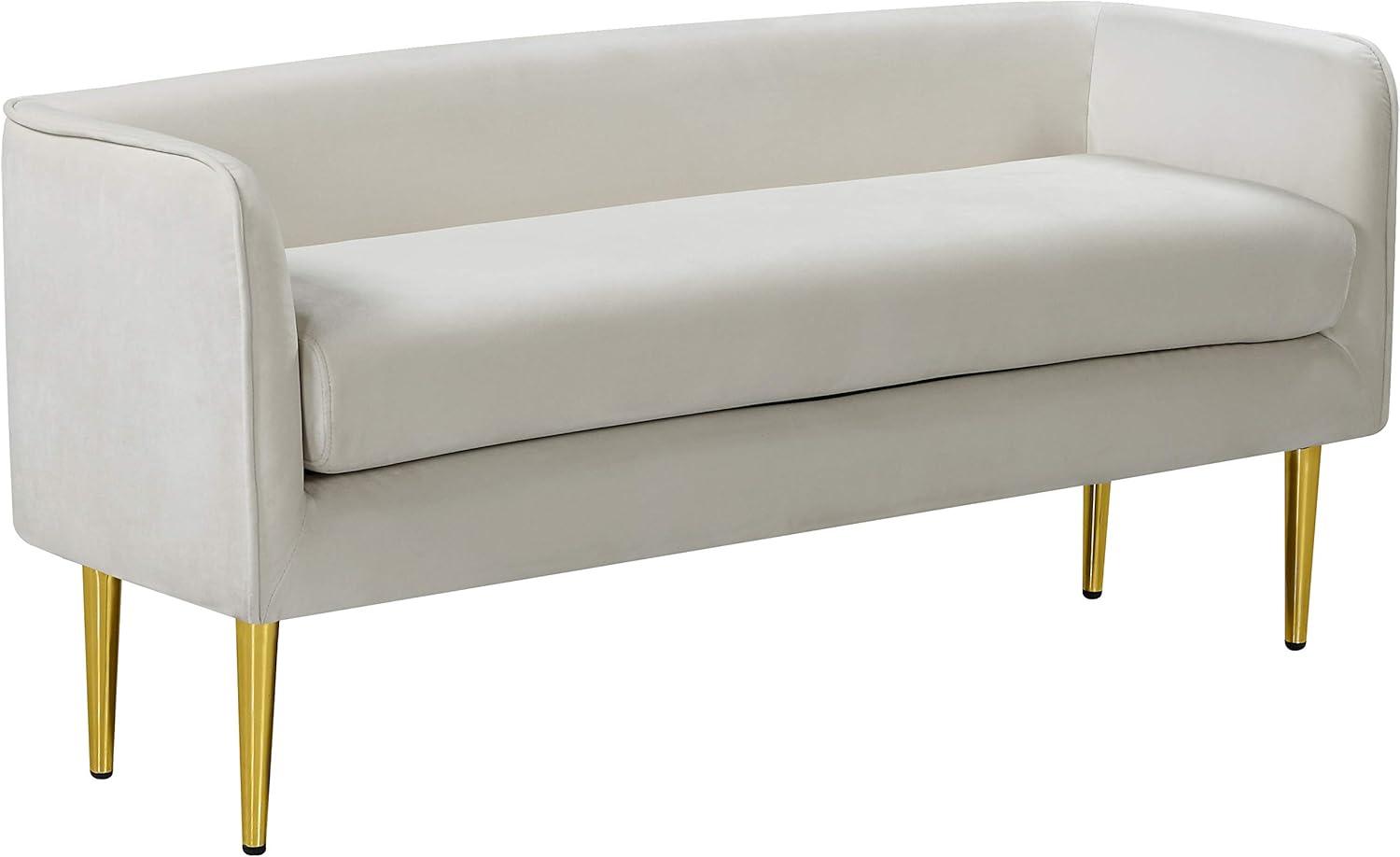 Audrey 52'' Cream Velvet Bench with Gold Metal Legs