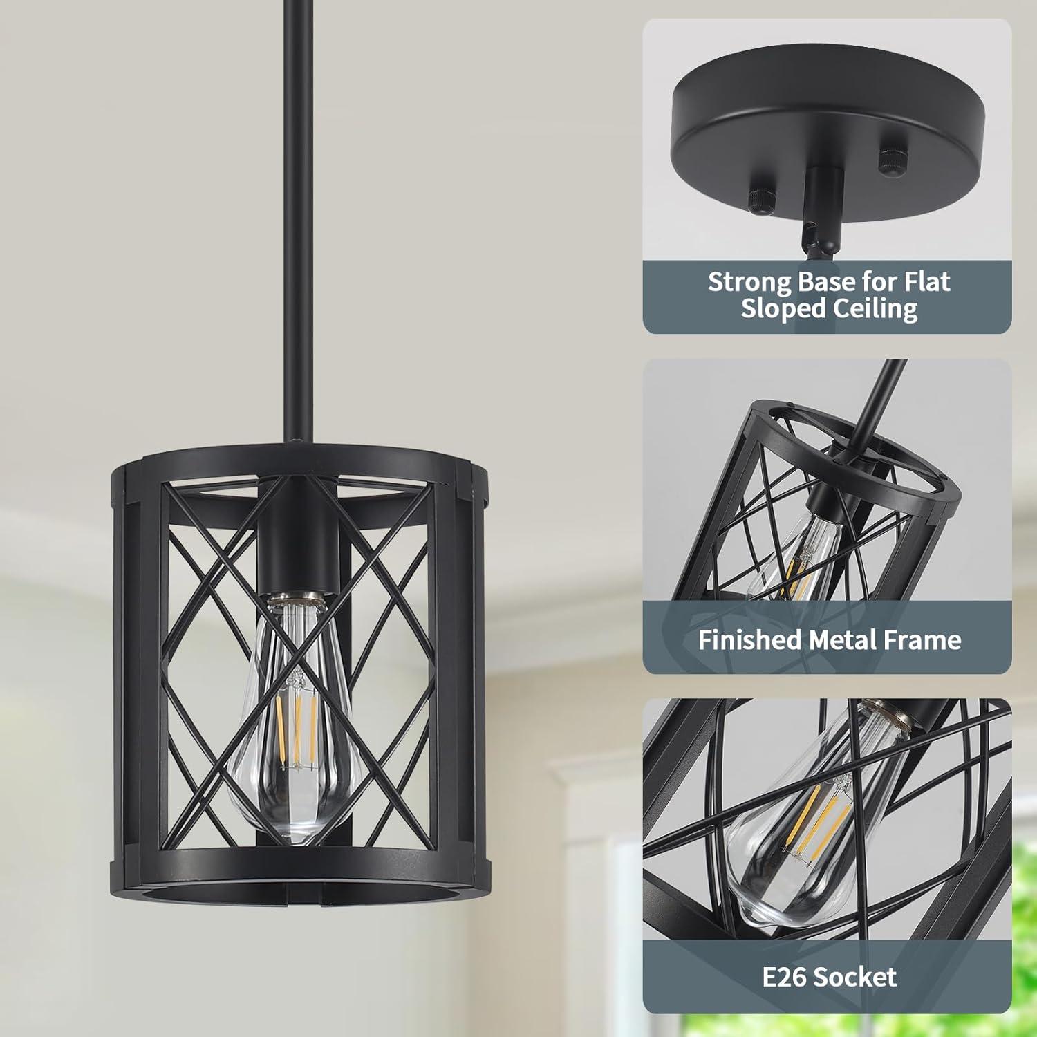 Everly Quinn 17.7" Farmhouse Vintage Black And Gold Pendant Light - Dome Chandelier For Kitchen Island, Dining Room, Hallway