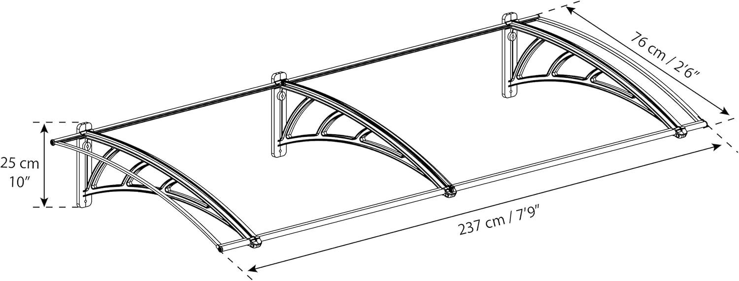 Neo 8' x 3' Gray and Clear Polycarbonate Window and Door Awning