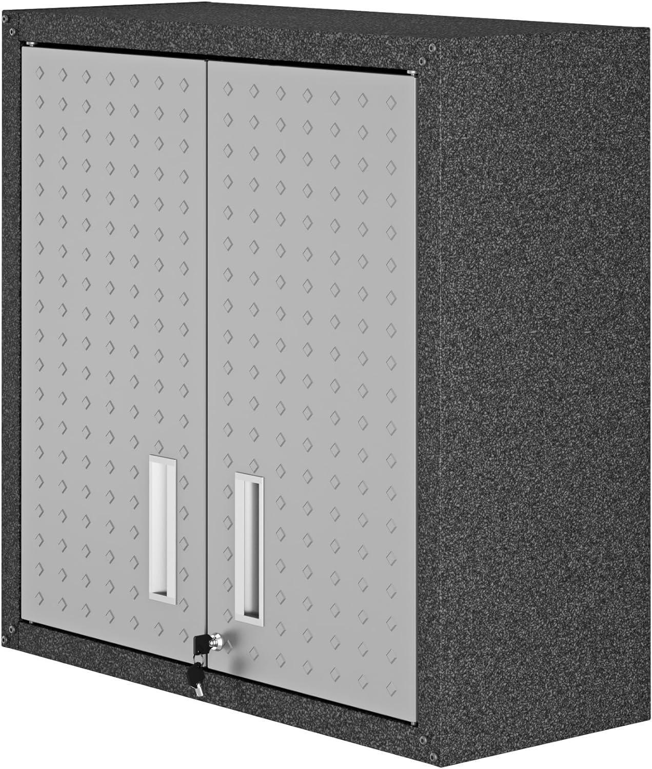 Manhattan Comfort Fortress Floating Garage Storage Cabinet, Black/Grey