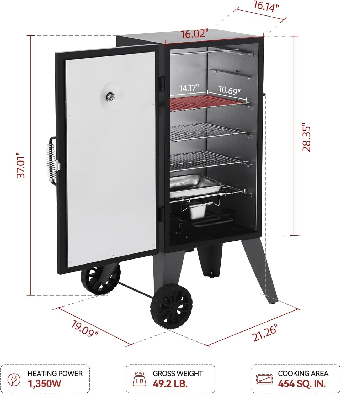 Royal Gourmet Royal Gourmet 28-Inch Analog Electric Smoker with 3 Cooking Grates, 1350W Output, Adjustable Temperature Control, Black