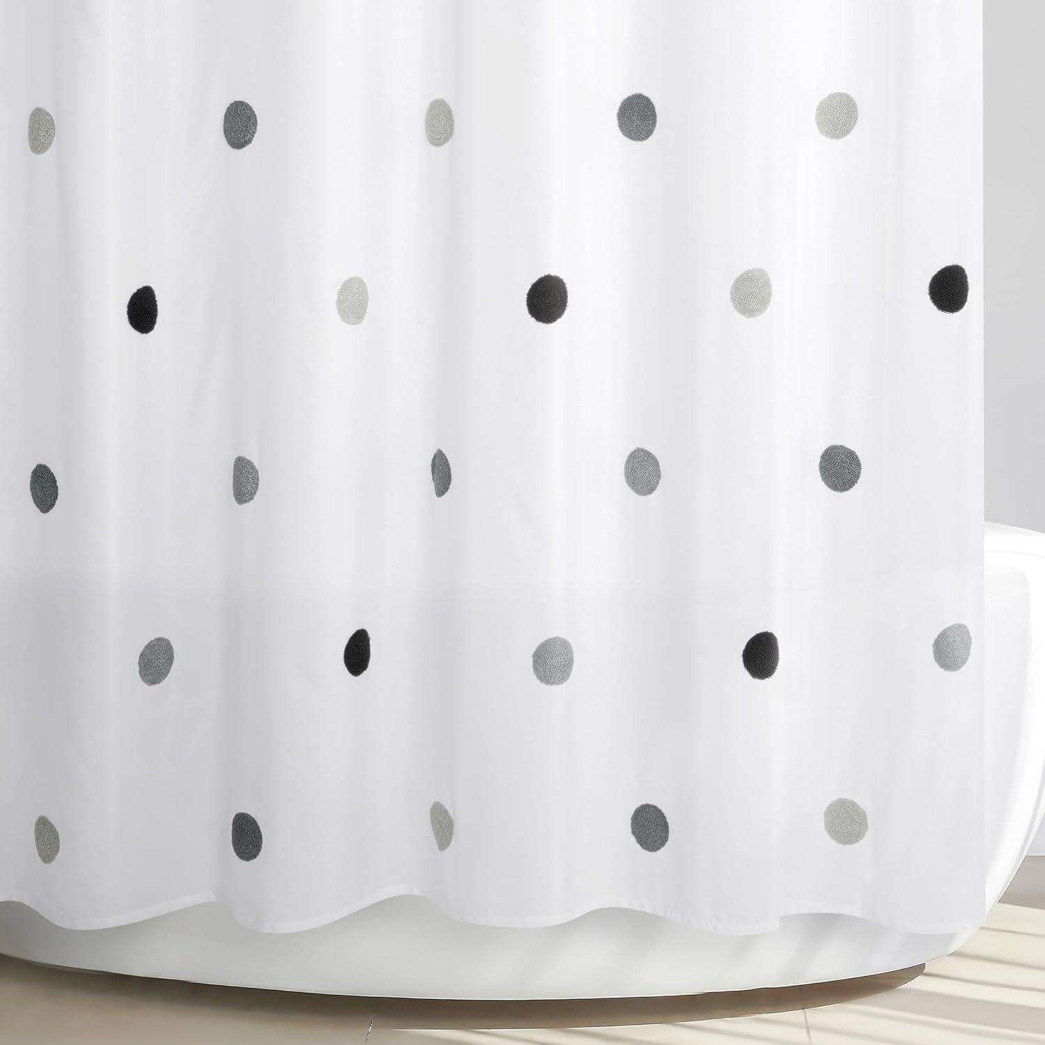 Allure Home Creations Dots Shower Curtain: Polyester Bath Curtain, Microfiber, Buttonhole Top