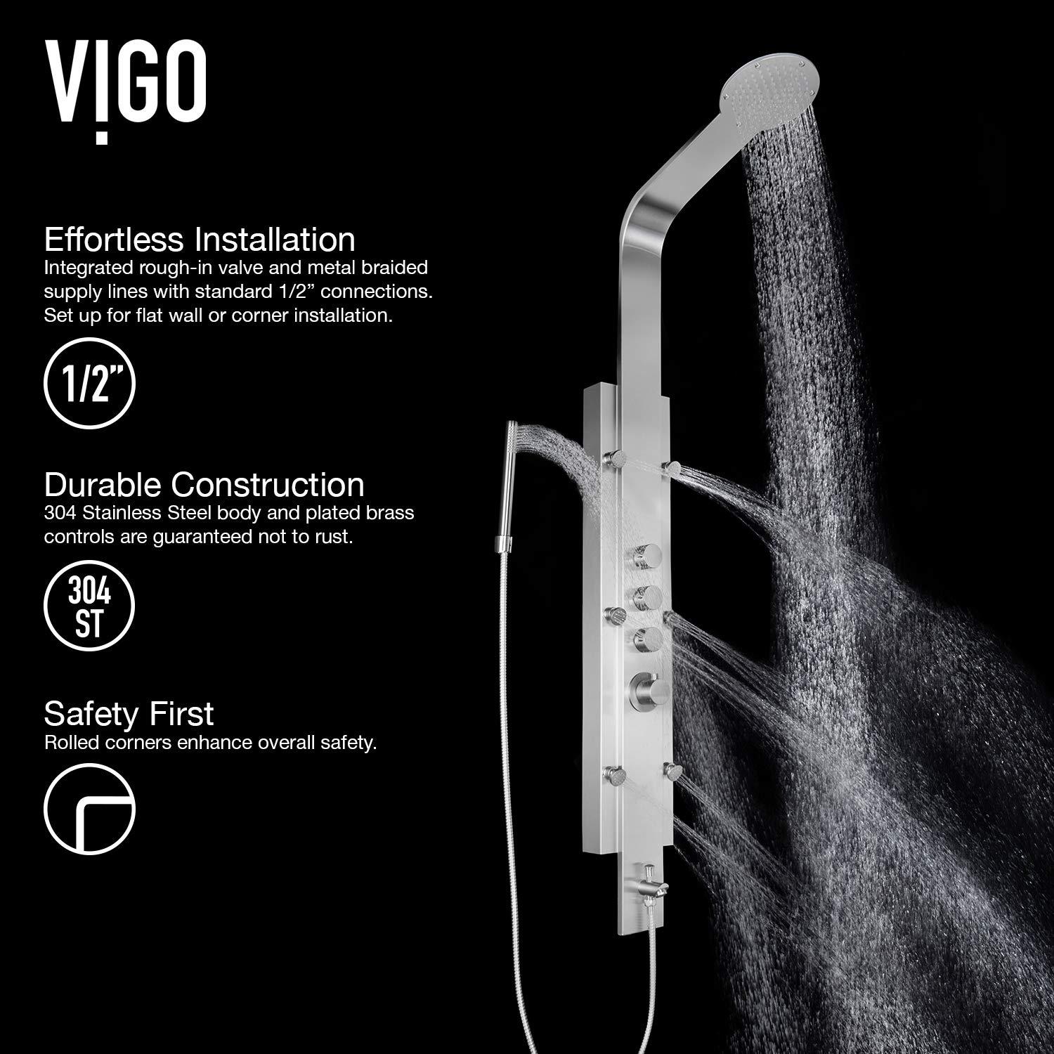 Mateo 60" H X 7" W 6-Jet Shower System & Tub Filler with Hand Shower Wand and Rainfall Shower Head