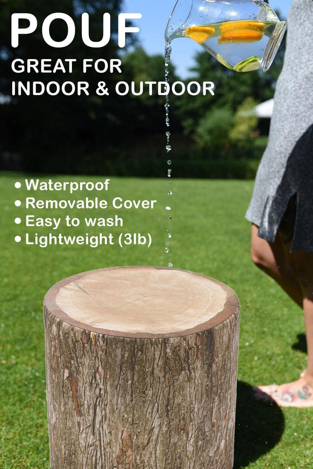 Delsit Lightweight Woody Tree Trunk Looking Outdoor Indoor Pouffe Ottoman