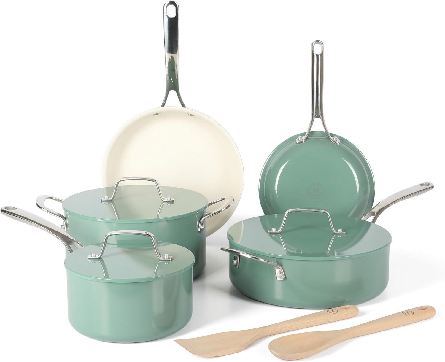 Martha Stewart Galway 10 Piece Aluminum Cookware Set w/Alum Lid