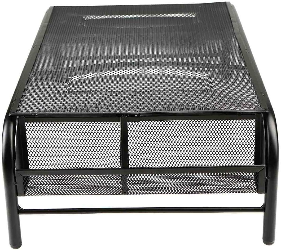 Mind Reader Monitor Stand, Ventilated Laptop Riser, Desktop Organizer, Side Storage, Metal Mesh, 20"L x 11.5"W x 5.5"H, Black