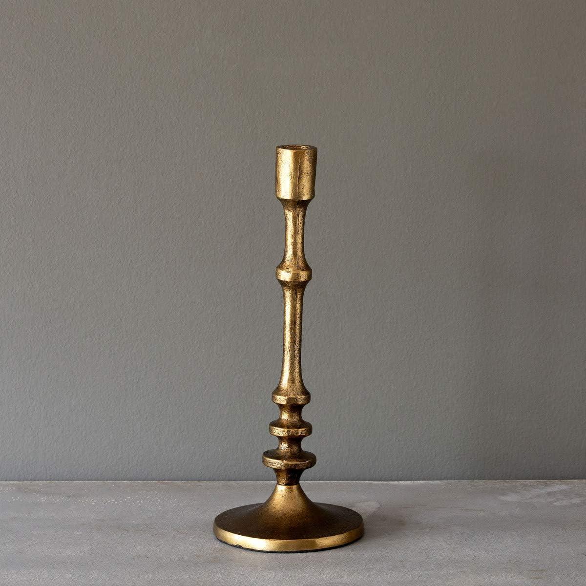 Medium Aged Brass Cast Aluminum Candlestick Holder