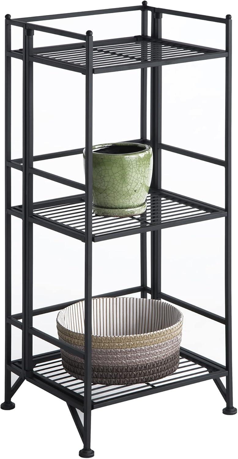 X-Tra Storage 3 Tier Black Folding Metal Shelf by