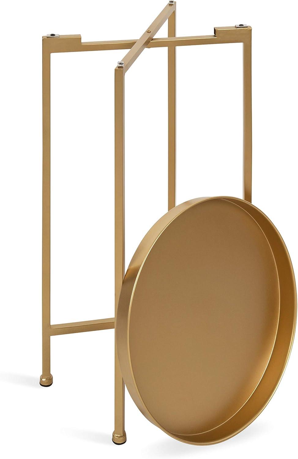 Kate and Laurel Celia Round Metal Tea Table, 14x14x25.75, Gold