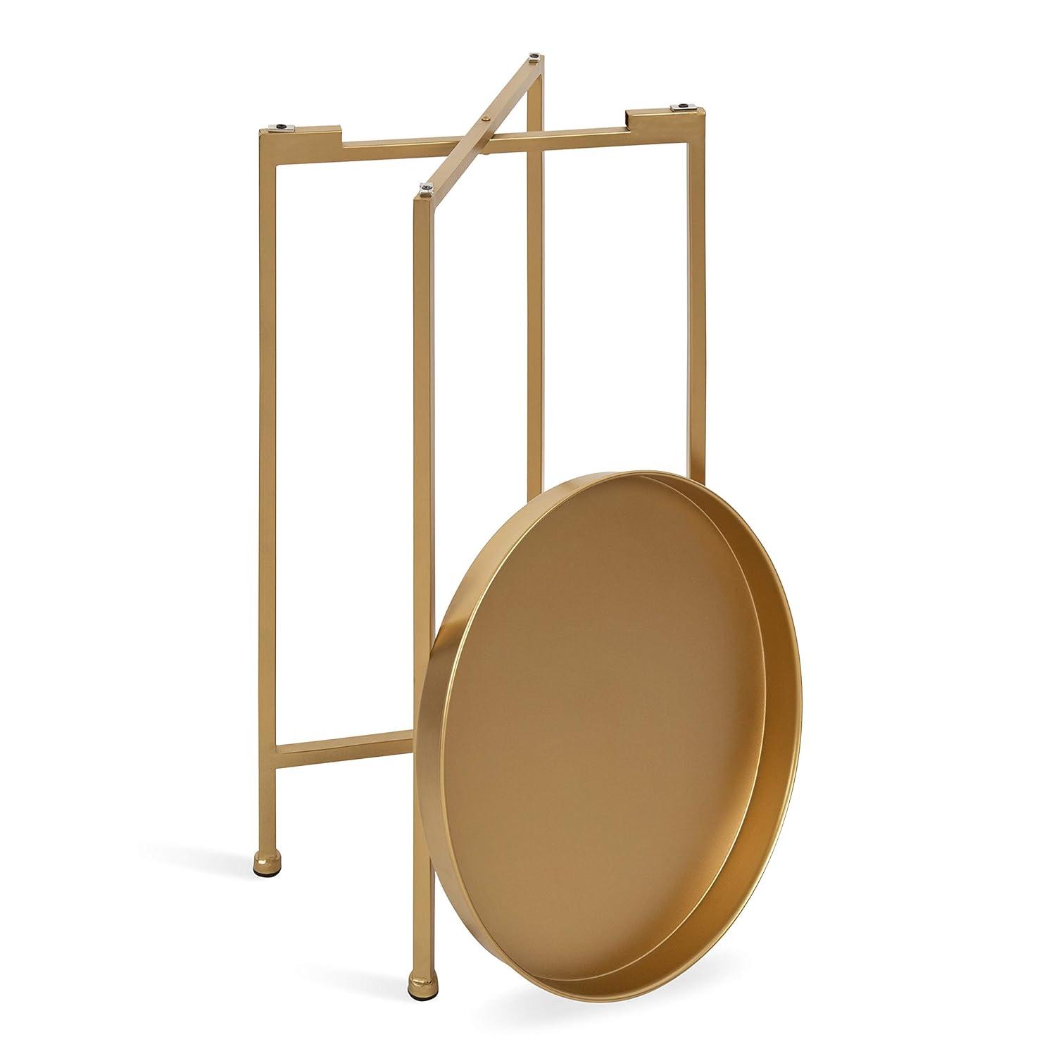 Kate and Laurel Celia Round Metal Tea Table, 14x14x25.75, Gold