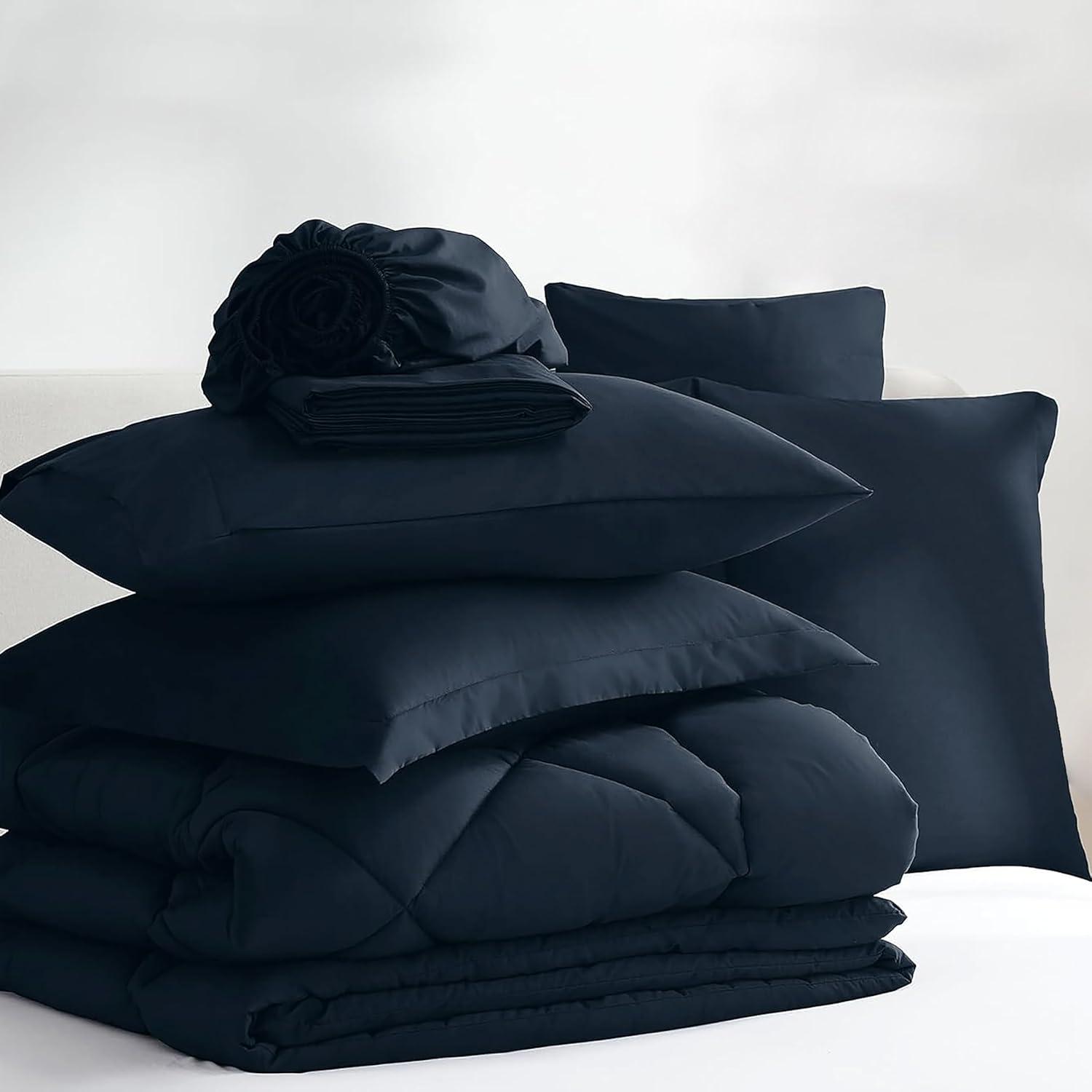 Sweet Home Collection All Season Bed-in-A-Bag 5pc/7pc Solid Color Comforter & Sheet Set Ultra Soft Bedding by Sweet Home Collection