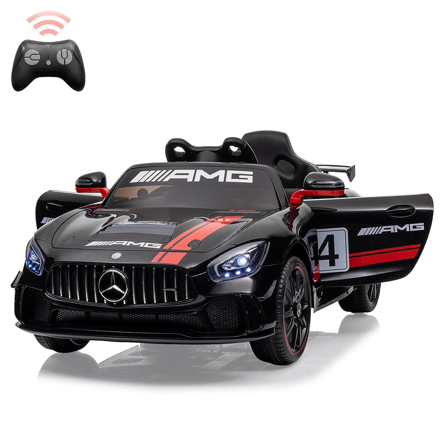 Black 12V Mercedes-Benz AMG Kids Ride-On Car with Remote