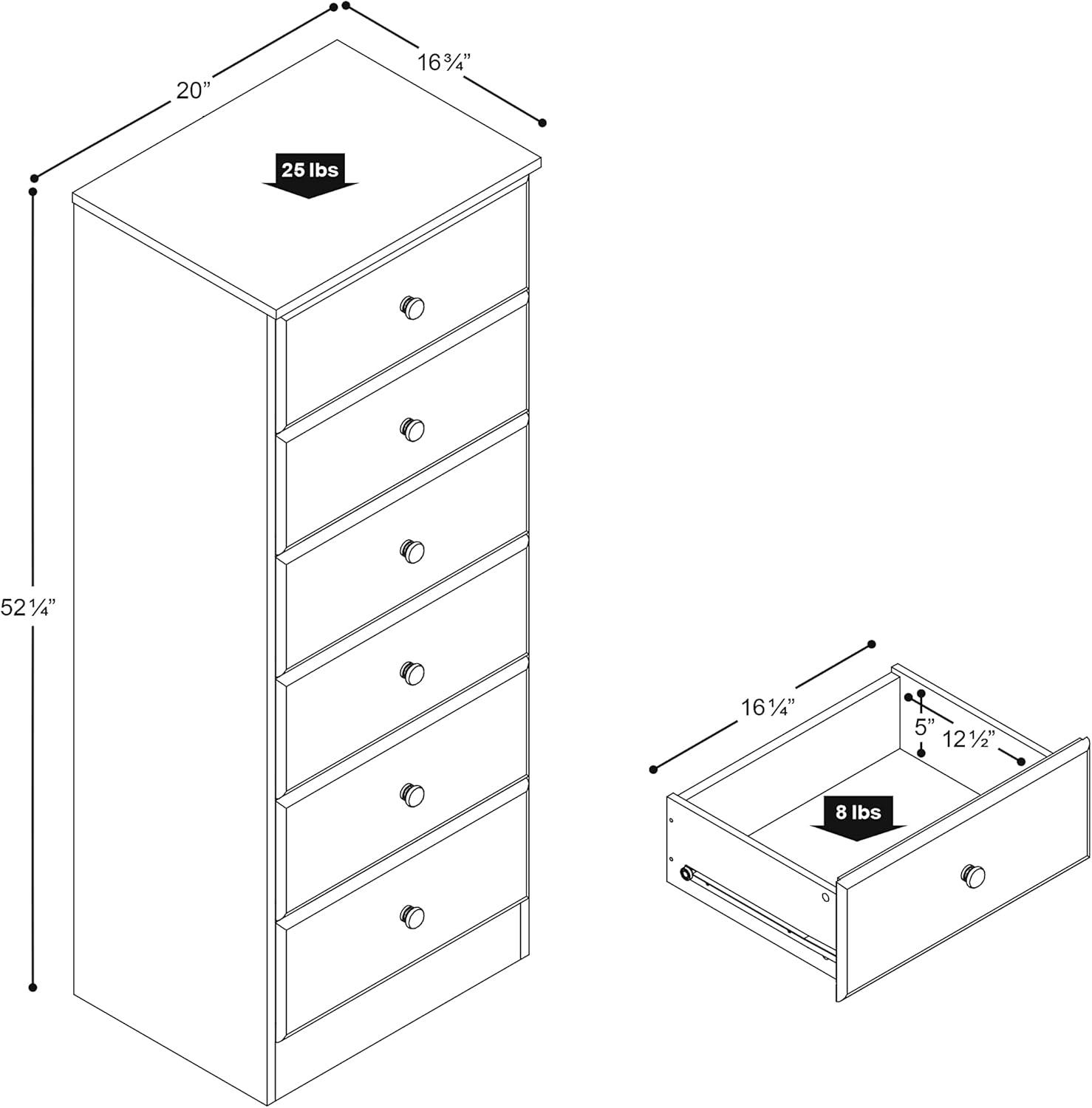 Sleek Deep Black Tall Dresser with Crystal Knobs and Spacious Drawers