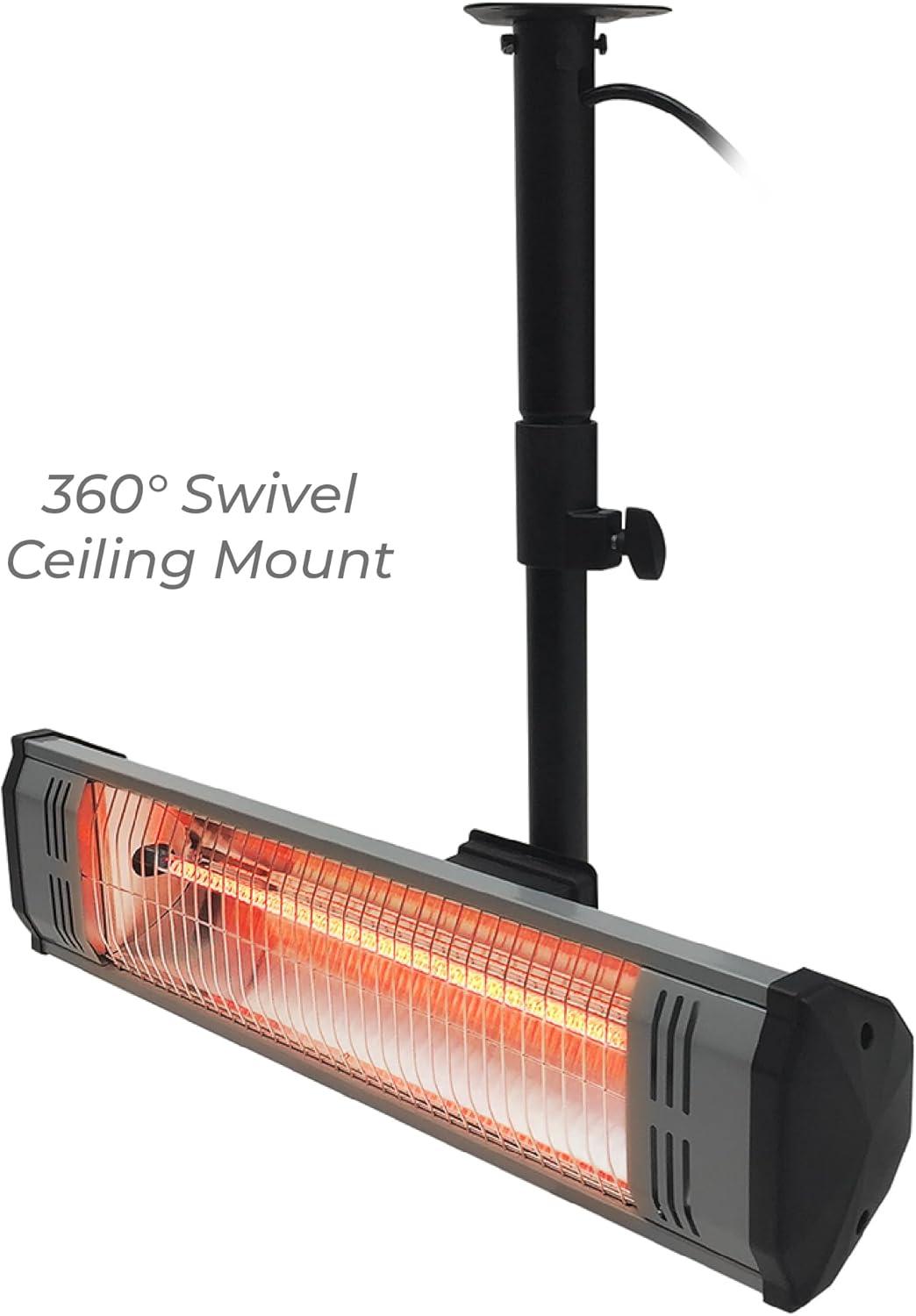 Heat Storm Tradesman 1500-Watt Electric Outdoor Infrared Quartz Portable Space Heater with Tripod, Wall and Ceiling Mount, Black