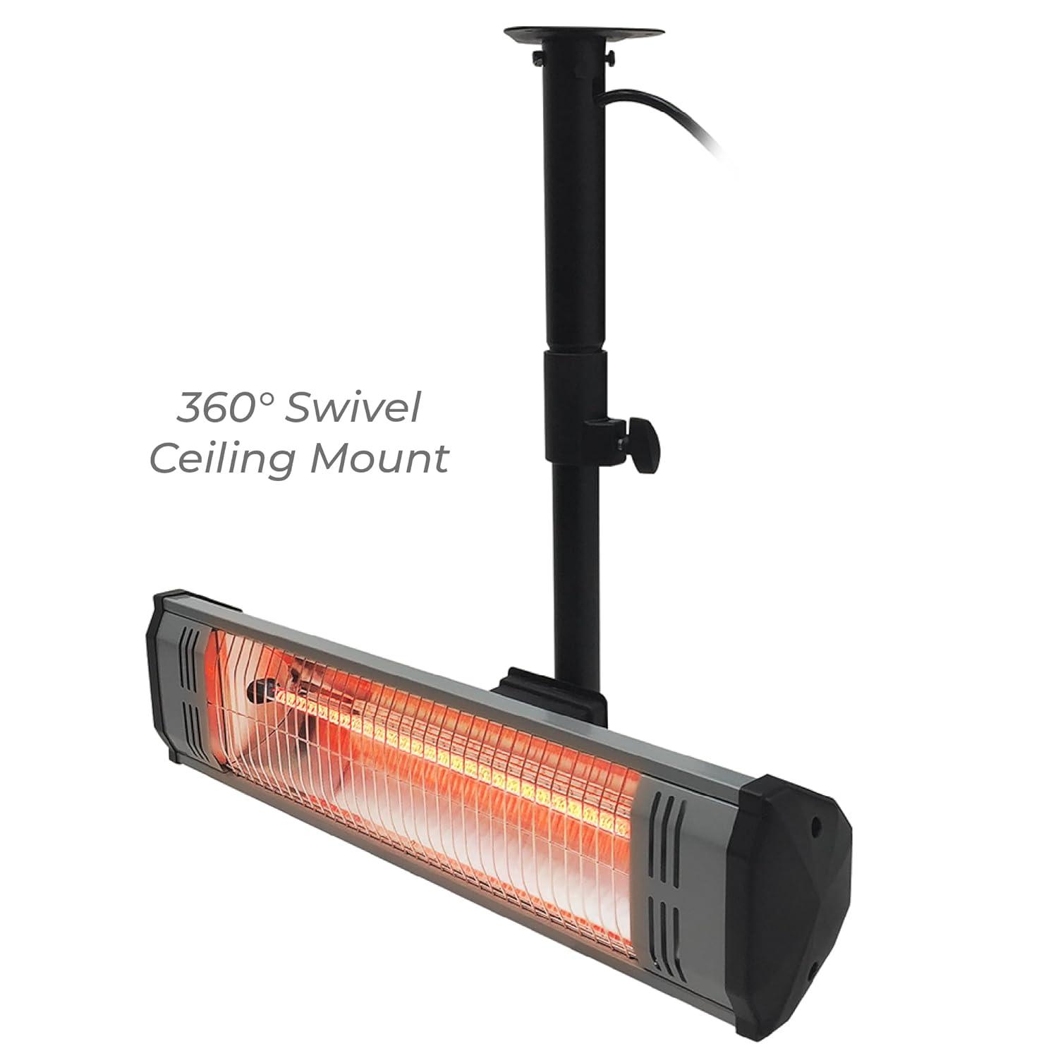 Heat Storm Tradesman 1500-Watt Electric Outdoor Infrared Quartz Portable Space Heater with Tripod, Wall and Ceiling Mount, Black