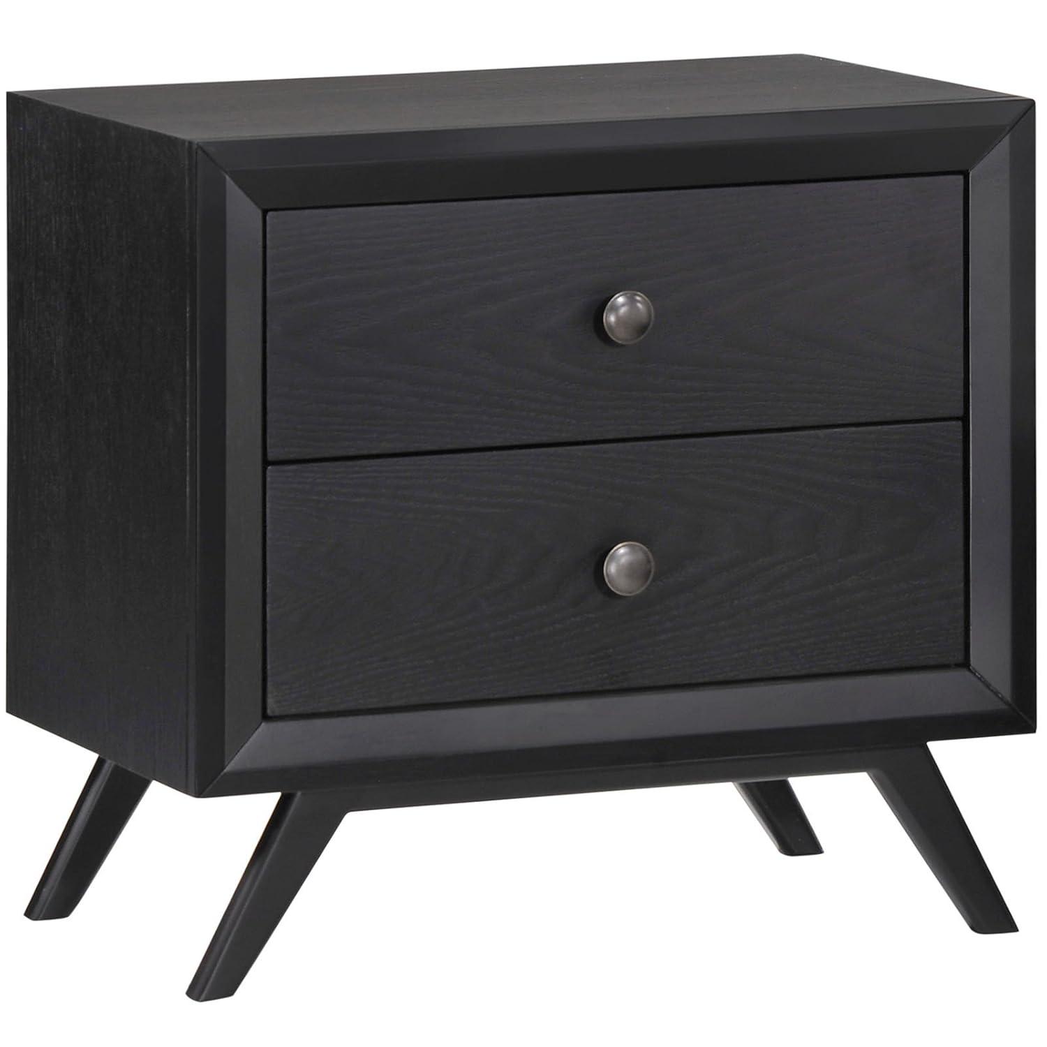 Modway MOD-5240 Tracy Mid-Century Modern Wood Nightstand in Black