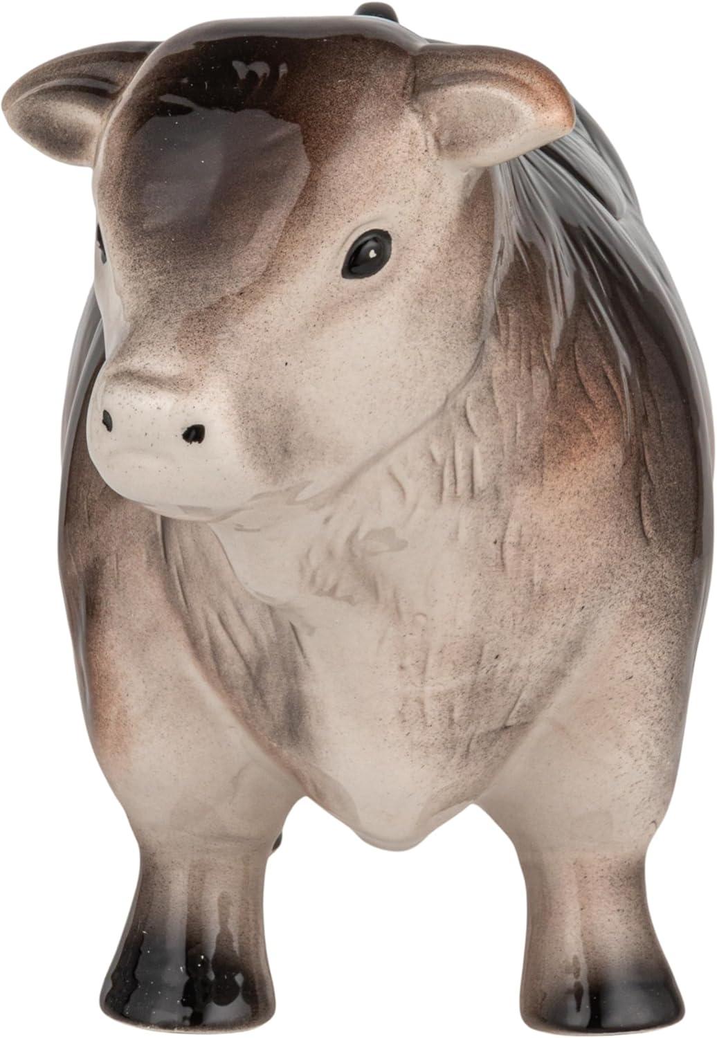 Storied Home 12.75" x 7" Vintage Ceramic Cow Shaped Cookie Jar Brown: Harvest Theme, Spot Clean Storage