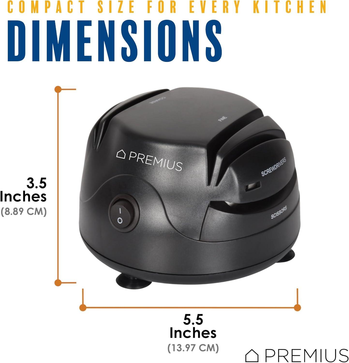 Chef Pro PREMIUS Compact 3-in-1 Electric Knife Sharpener System, Black