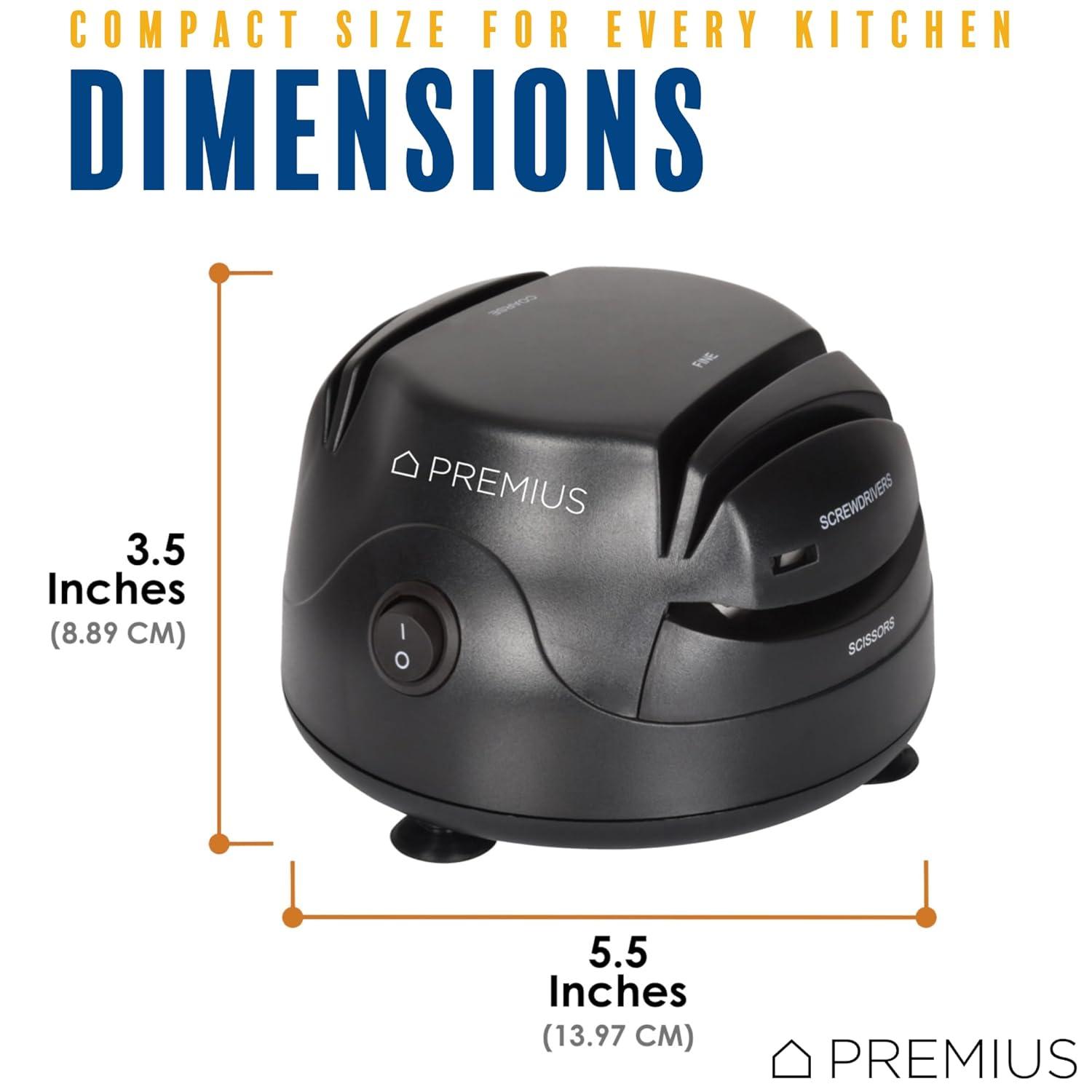 Chef Pro PREMIUS Compact 3-in-1 Electric Knife Sharpener System, Black