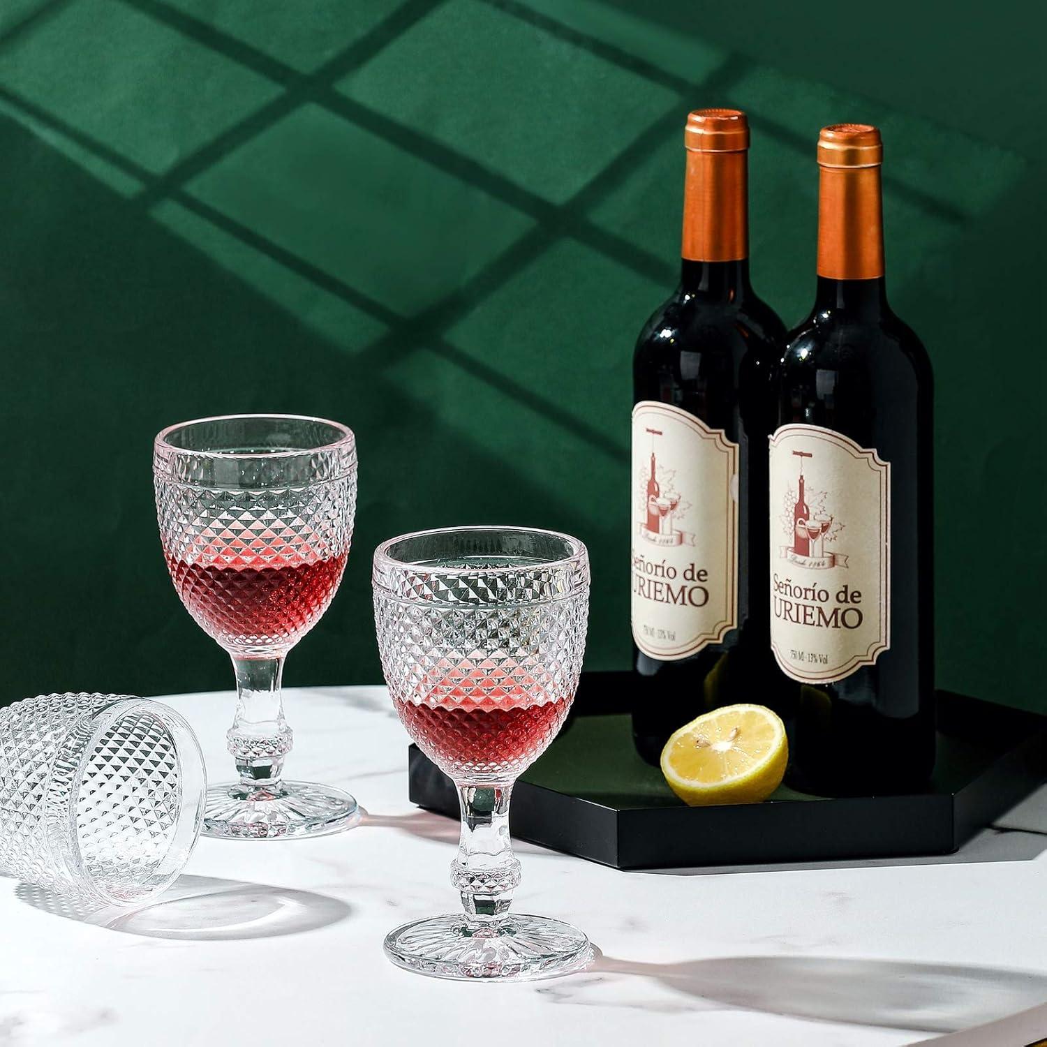 HOMEW Chroma Collection Wine Goblets Glasses set of 6, 10.6 oz