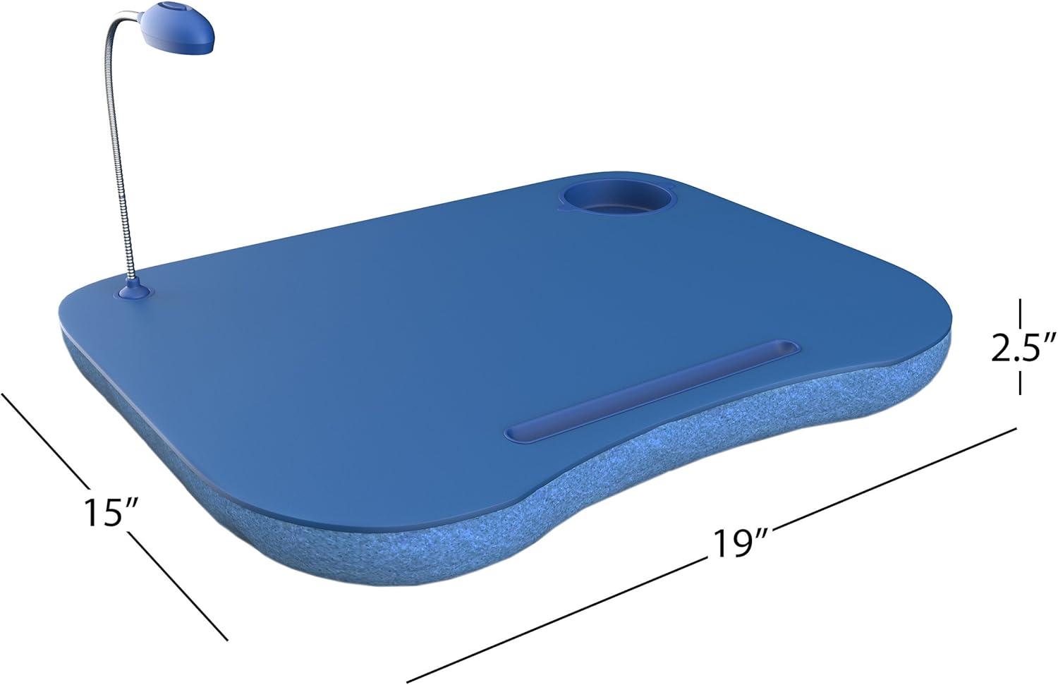Lavish Home Cushioned Laptop Lap Desk with LED Light and Cup Holder (Blue)