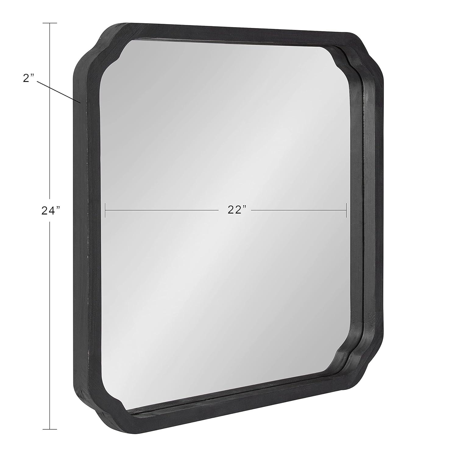 Kate & Laurel All Things Decor 24"x24" Marston Farmhouse Rectangle Wall Mirror Black: Modern Square No Assembly, Wood Frame