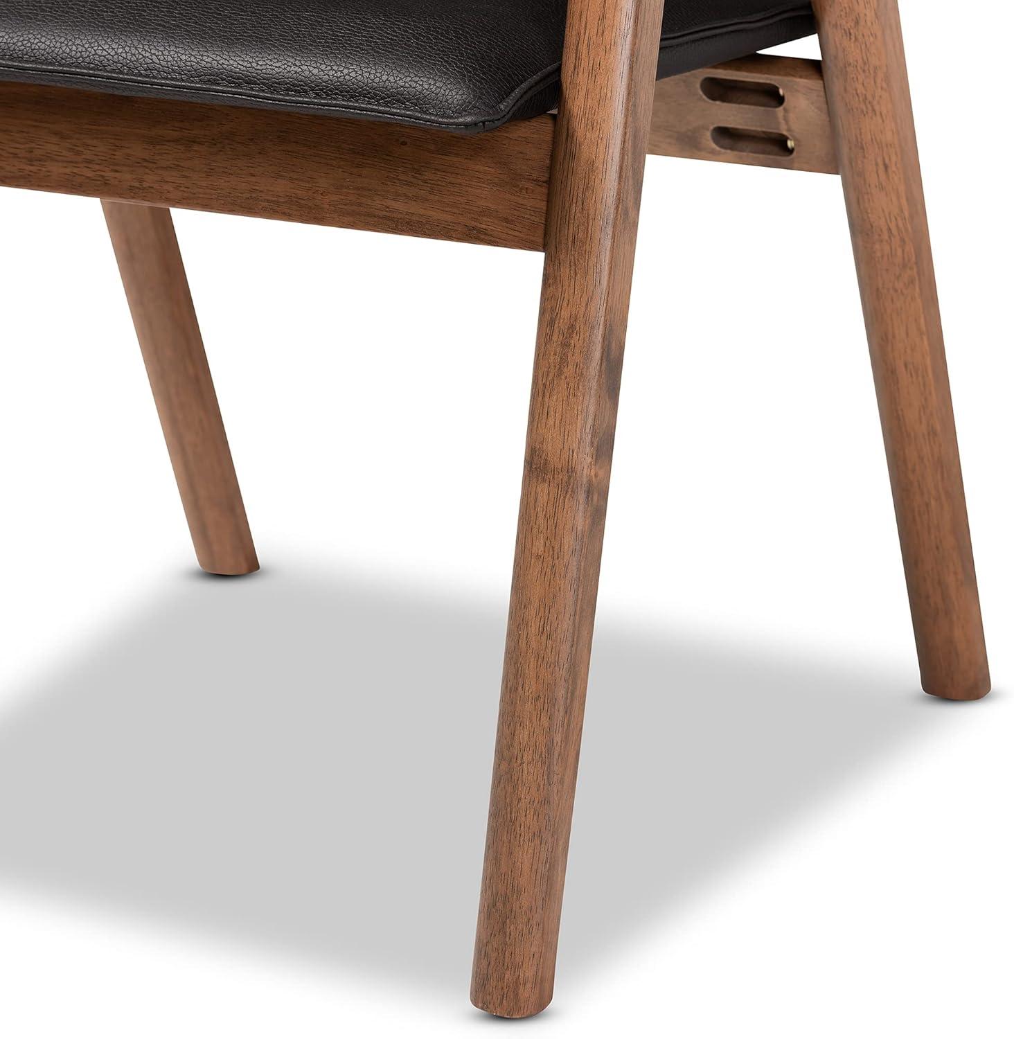 2pc Marcena Imitation Leather Dining Chair Set with Sloping Armrests - Baxton Studio