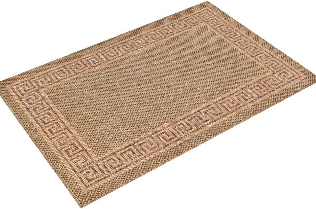 Unique Loom Outdoor Border Collection Area Rug - Greek Key (5' 3" x 8' Rectangle Brown/Light Brown)