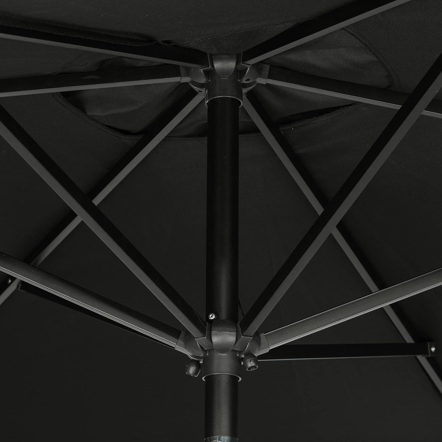 Island Umbrella 10' x 6.5' Rectangular Bimini Market Patio Umbrella Black: Weather-Resistant, Steel Frame, Crank Handle