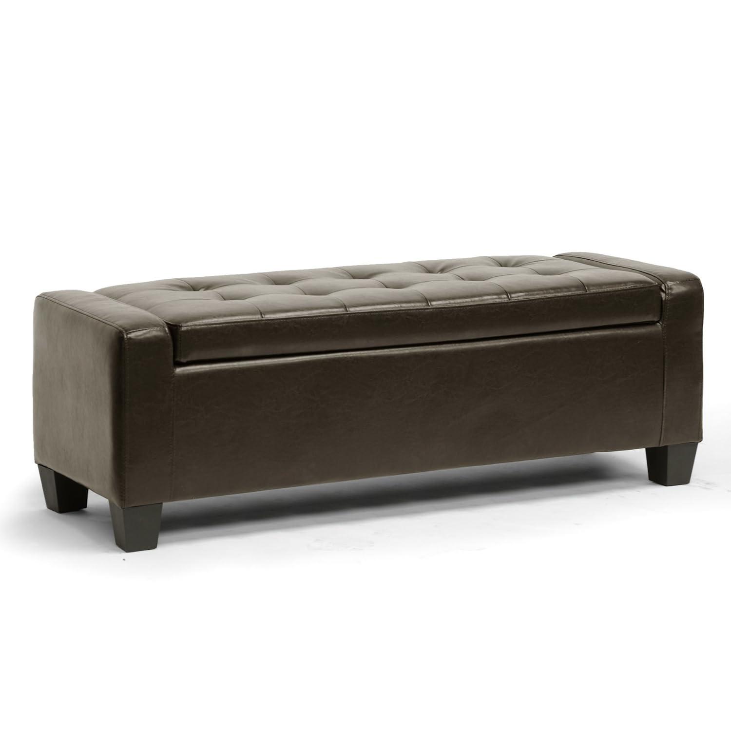 Manchester Ottoman Dark Brown - Baxton Studio: Modern Upholstered Bench, Wood Composite Frame, Spot Clean