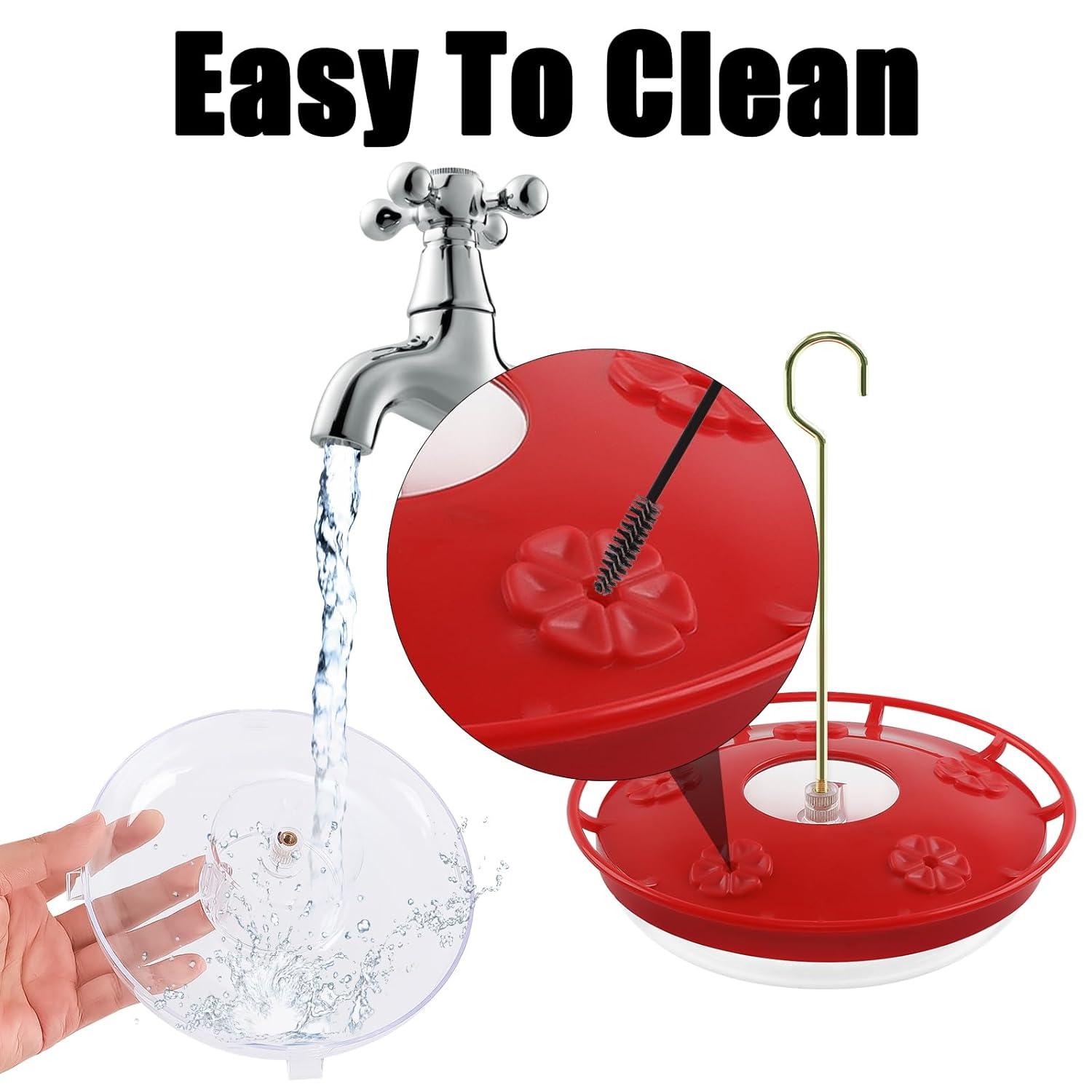 FEED GARDEN 2 Pack 16 OZ Hummingbird Feeders for Outdoor 5 Feeder Ports Ant Bee Proof Leak-Proof Cleaning Brushes Nectar Easy Clean Fill Bird Feeder for Garden Red Décor Gifts for Mom