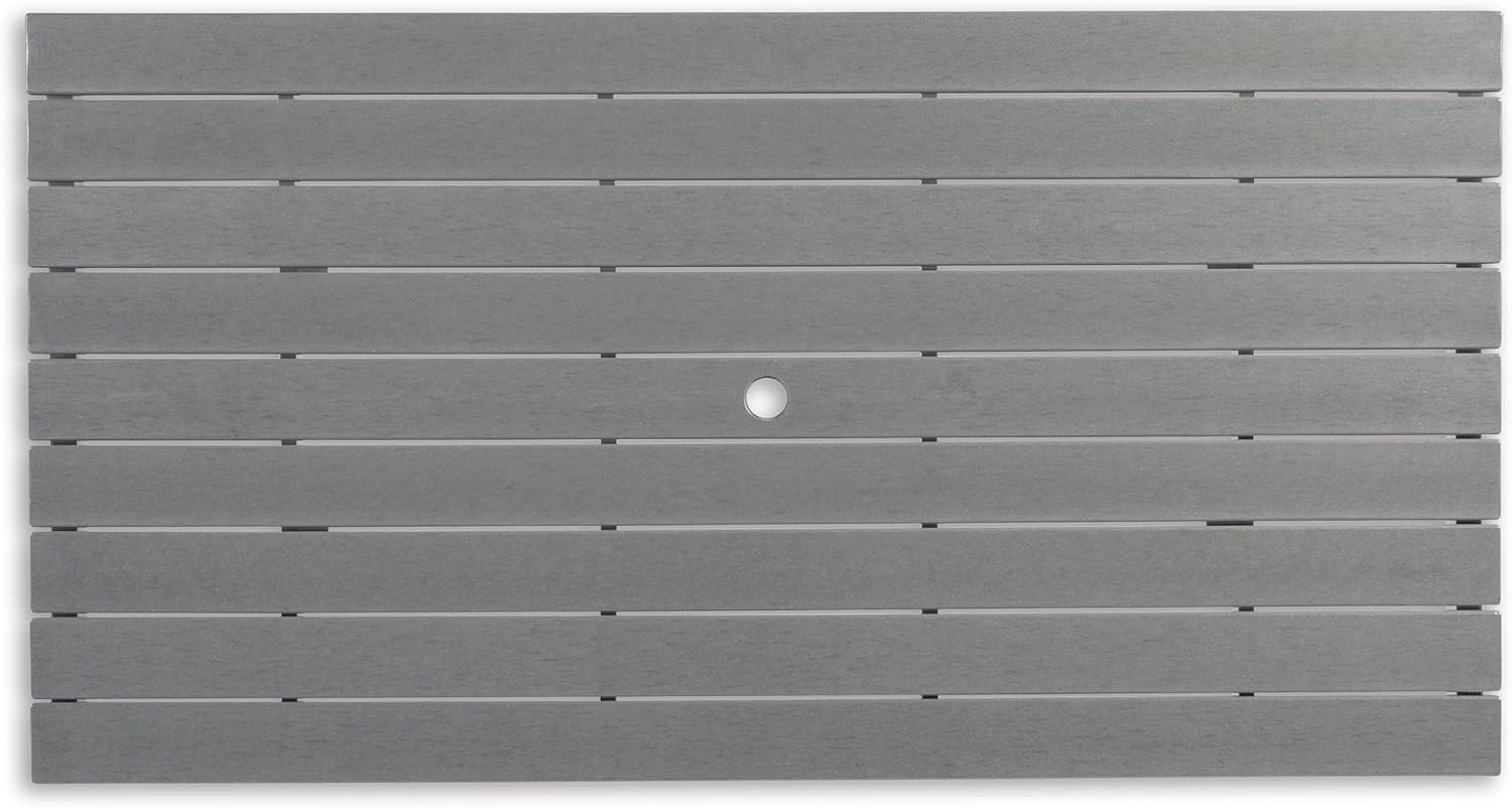 Ashley Furniture Transville Outdoor Plastic Dining Table in Gray and White