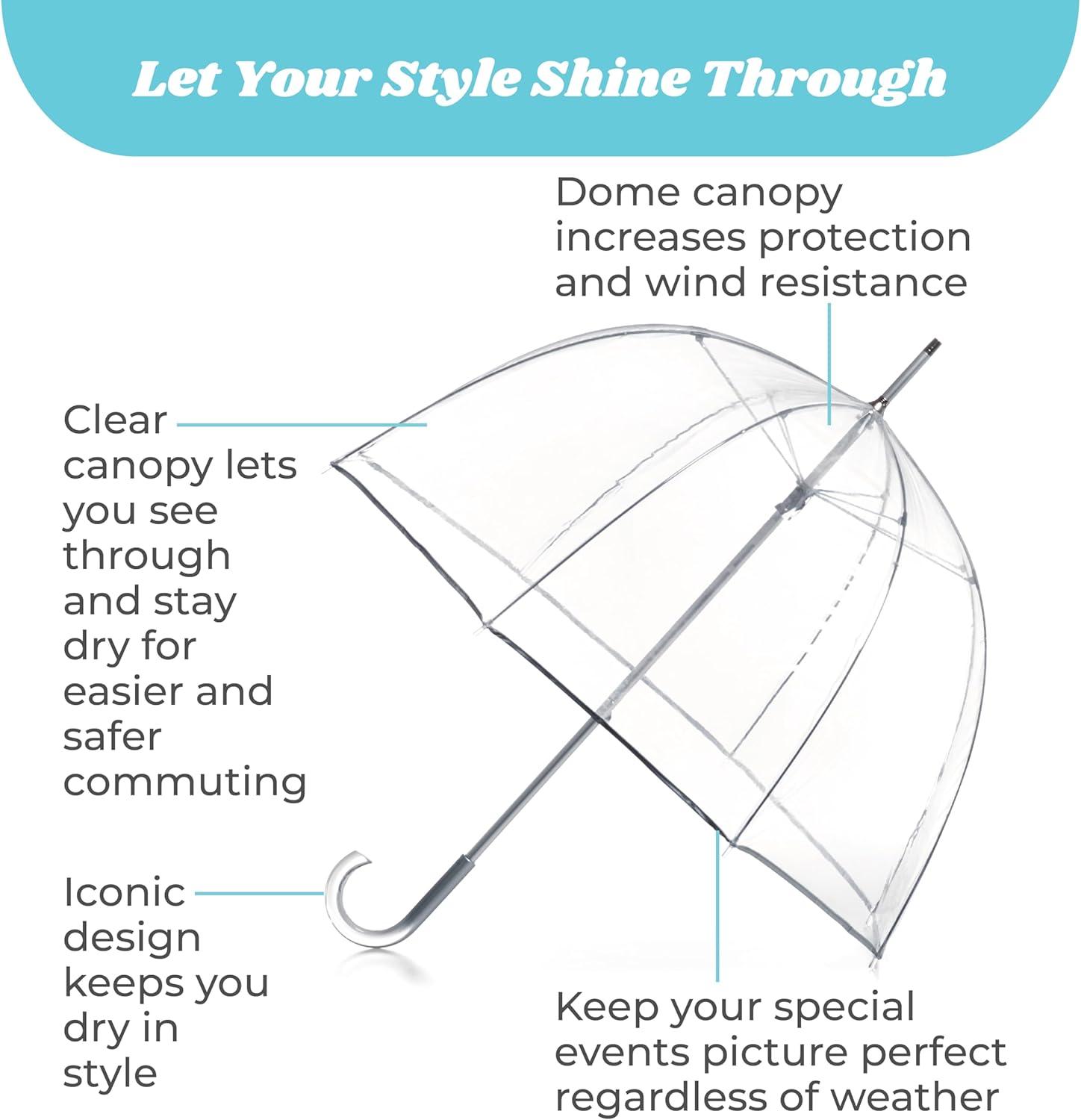 Totes Bubble Rain Umbrella, Clear