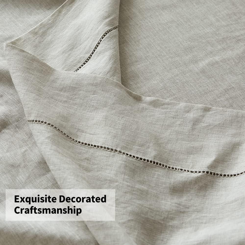 Simple&Opulence 100% French Linen Pillowcase Queen Size-Set of 2- Washed Solid Color Pillow Cases Embroidered -Soft and Durable (Linen, 20''x30'')