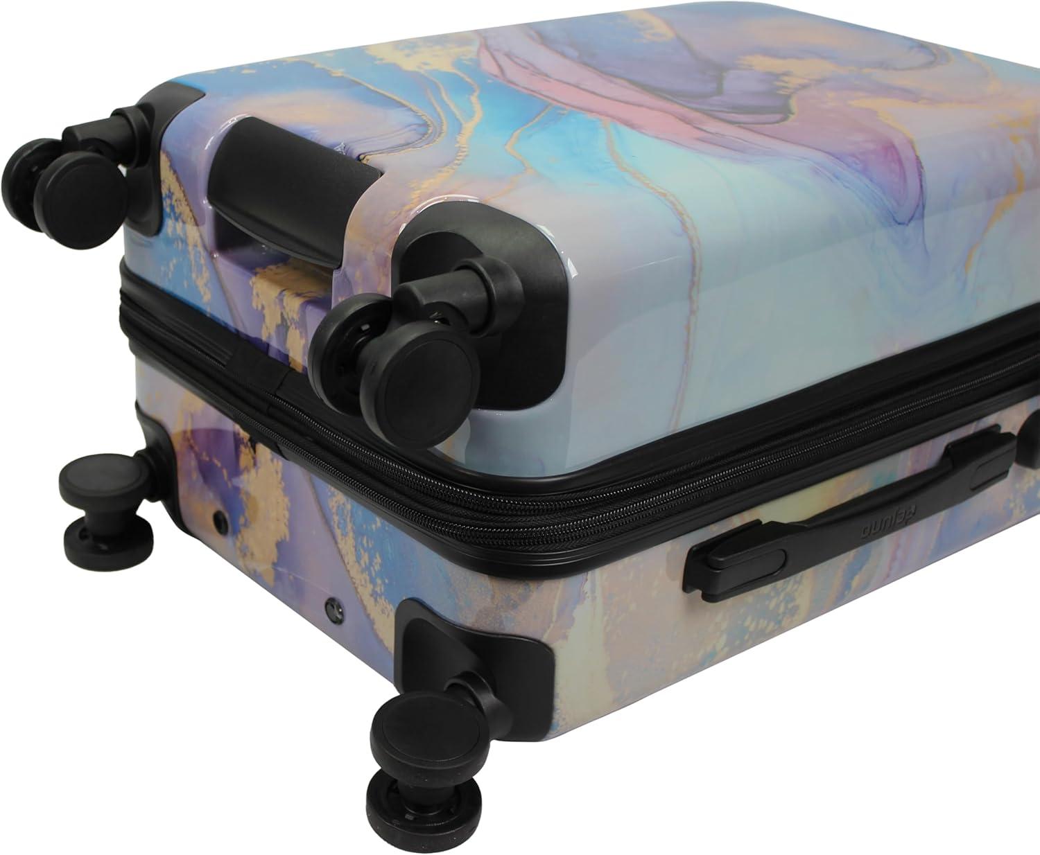 Homestock Elegant Escape Wave Marble 3-Piece Expandable Spinner Luggage Set - Polycarbonate Shell, 2-Inch Expandable, 8 Spinner Wheels, 3-Digit Combination Lock, Fully Lined Interior