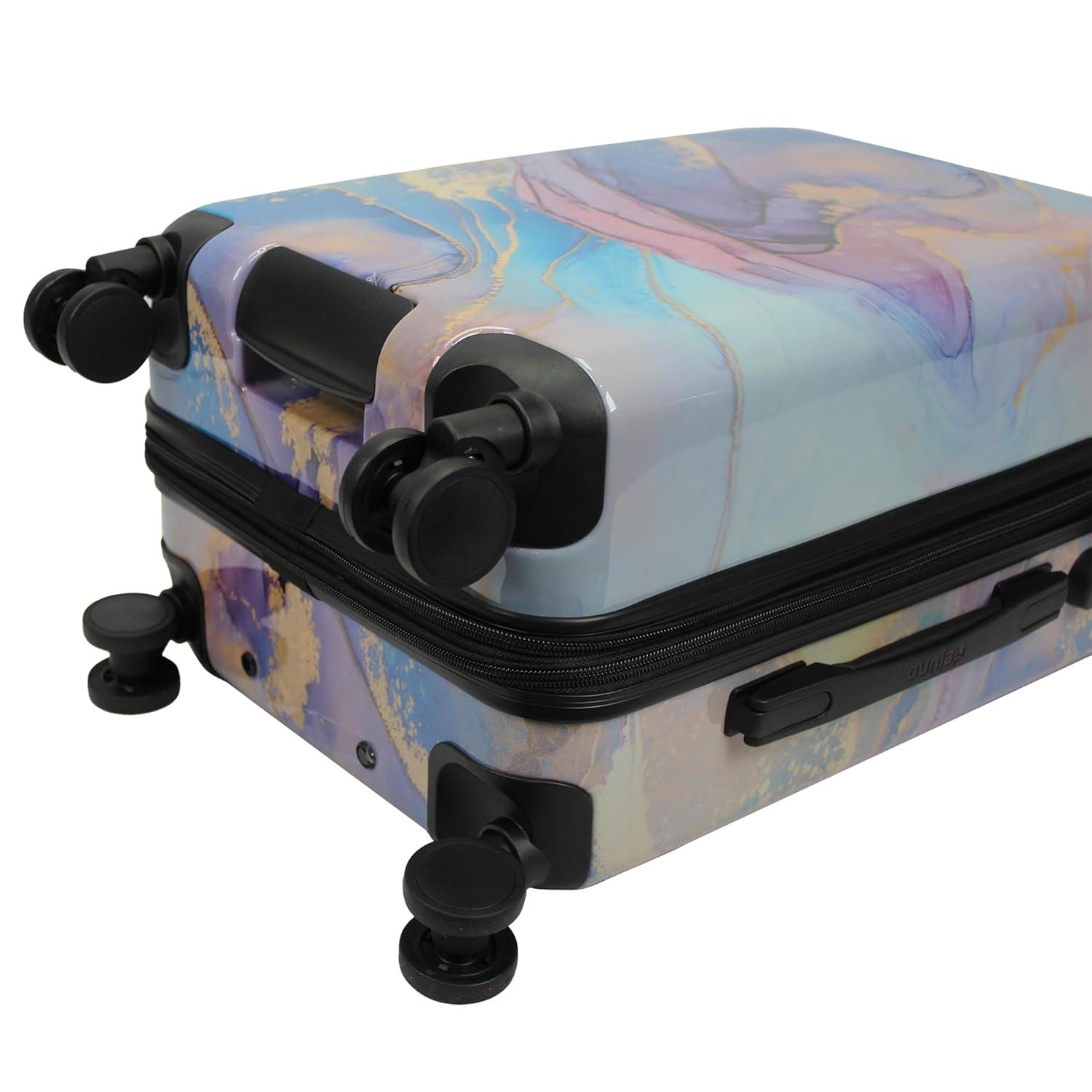 Homestock Elegant Escape Wave Marble 3-Piece Expandable Spinner Luggage Set - Polycarbonate Shell, 2-Inch Expandable, 8 Spinner Wheels, 3-Digit Combination Lock, Fully Lined Interior