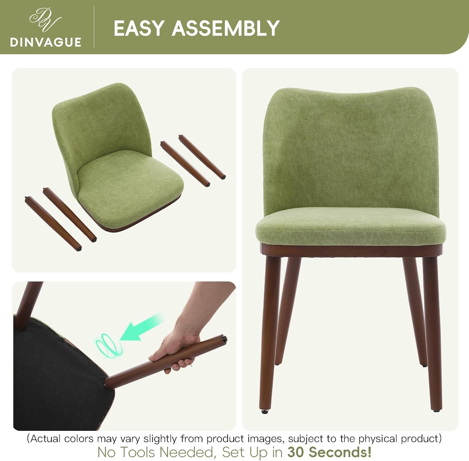 Dining Chairs Set of 2,Fabric Upholstered and Solid Wood Legs,Modern Room Dining Chairs,Thick Cushions Seat,Easy Assembly for Dining Room Living Room Bedroom Kitchen(Green)