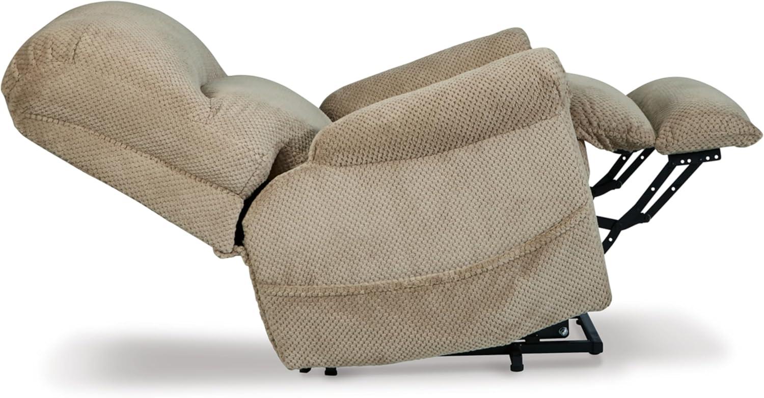 Beige Faux Leather Power Lift Recliner with USB Ports